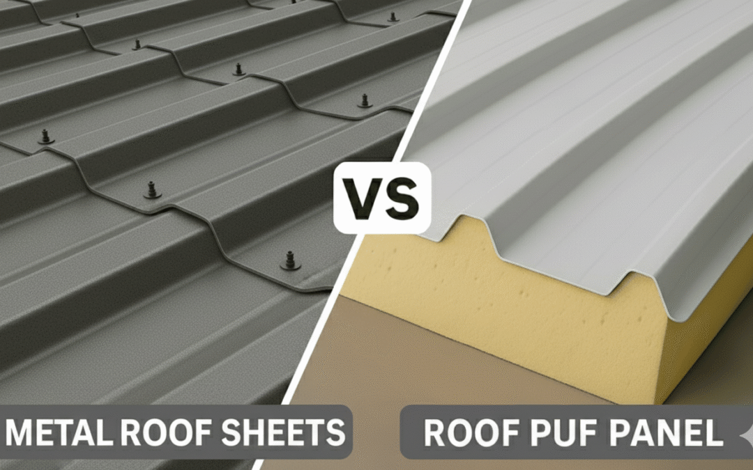PUF panel roofing in Chennai—insulated sandwich roof close-up.